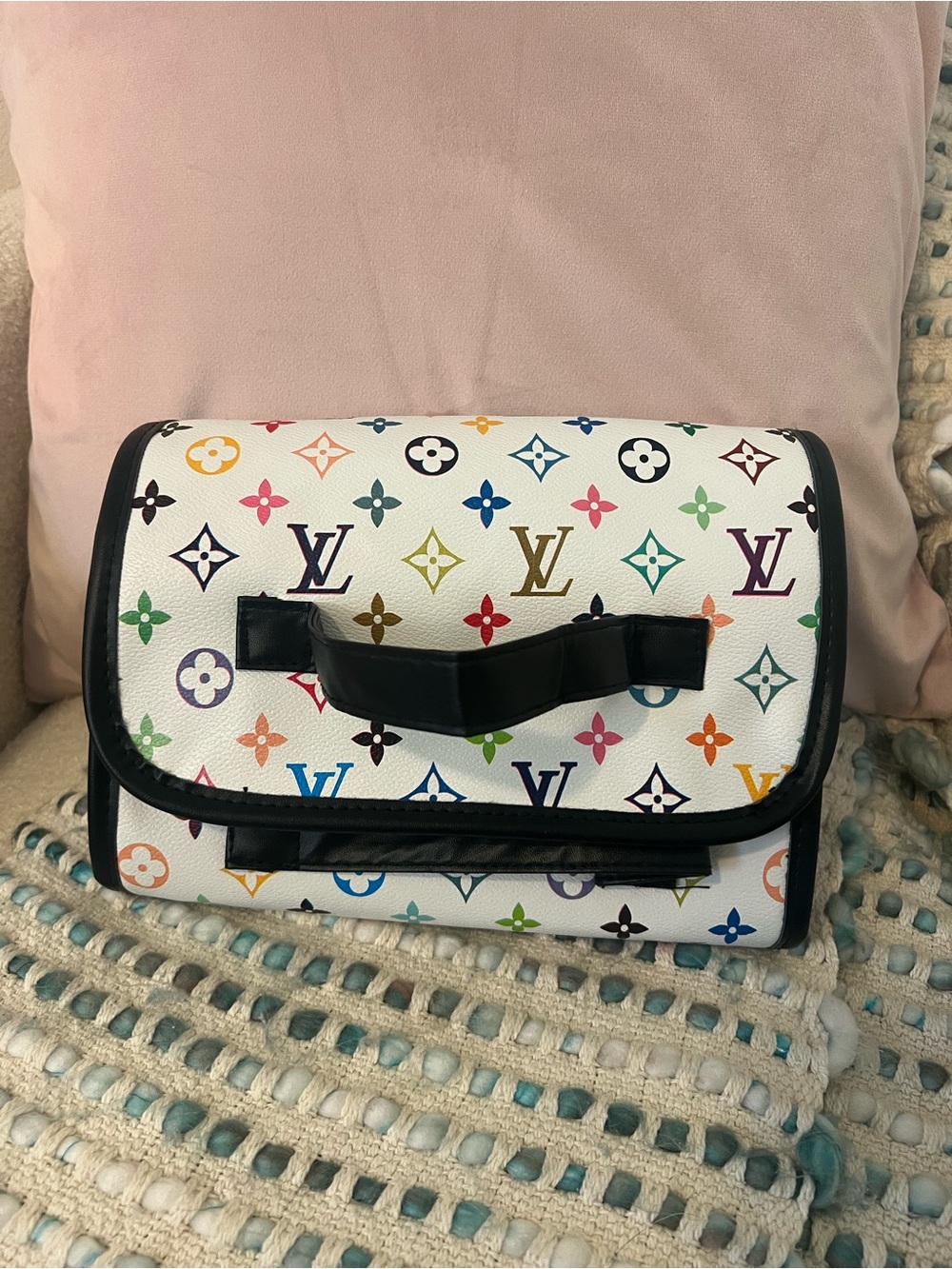INSPIRED Multicolor Canvas Clutch Bag - White